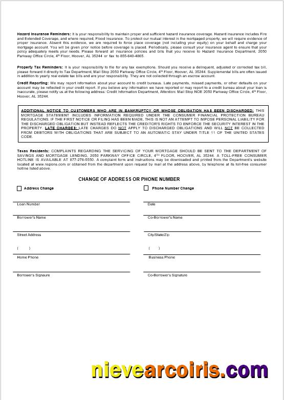 USA Regions bank mortgage statement 3
